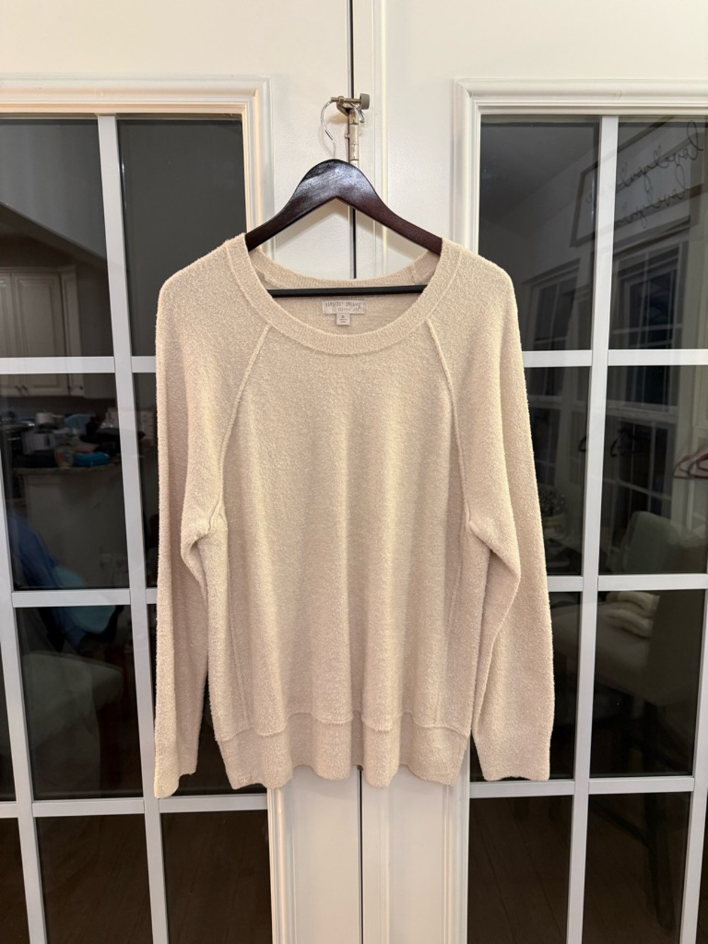 Barefoot Dreams “CozyChic Lite” Pullover Shirt/Sweater in ‘Stone’ - Size XL